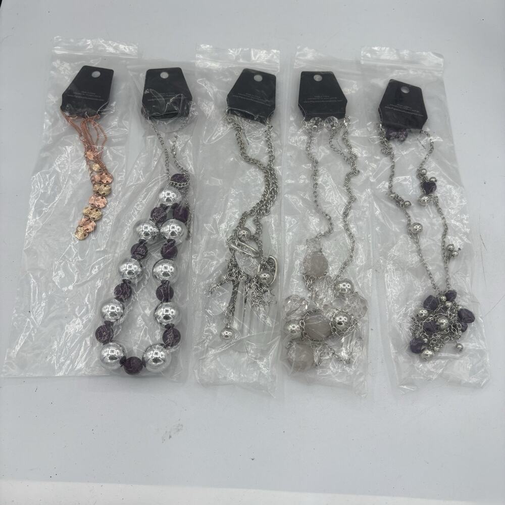 Paparazzi Necklaces Earrings Combo Lot of 5 Sets Balls Silver White - Picture 9 of 10